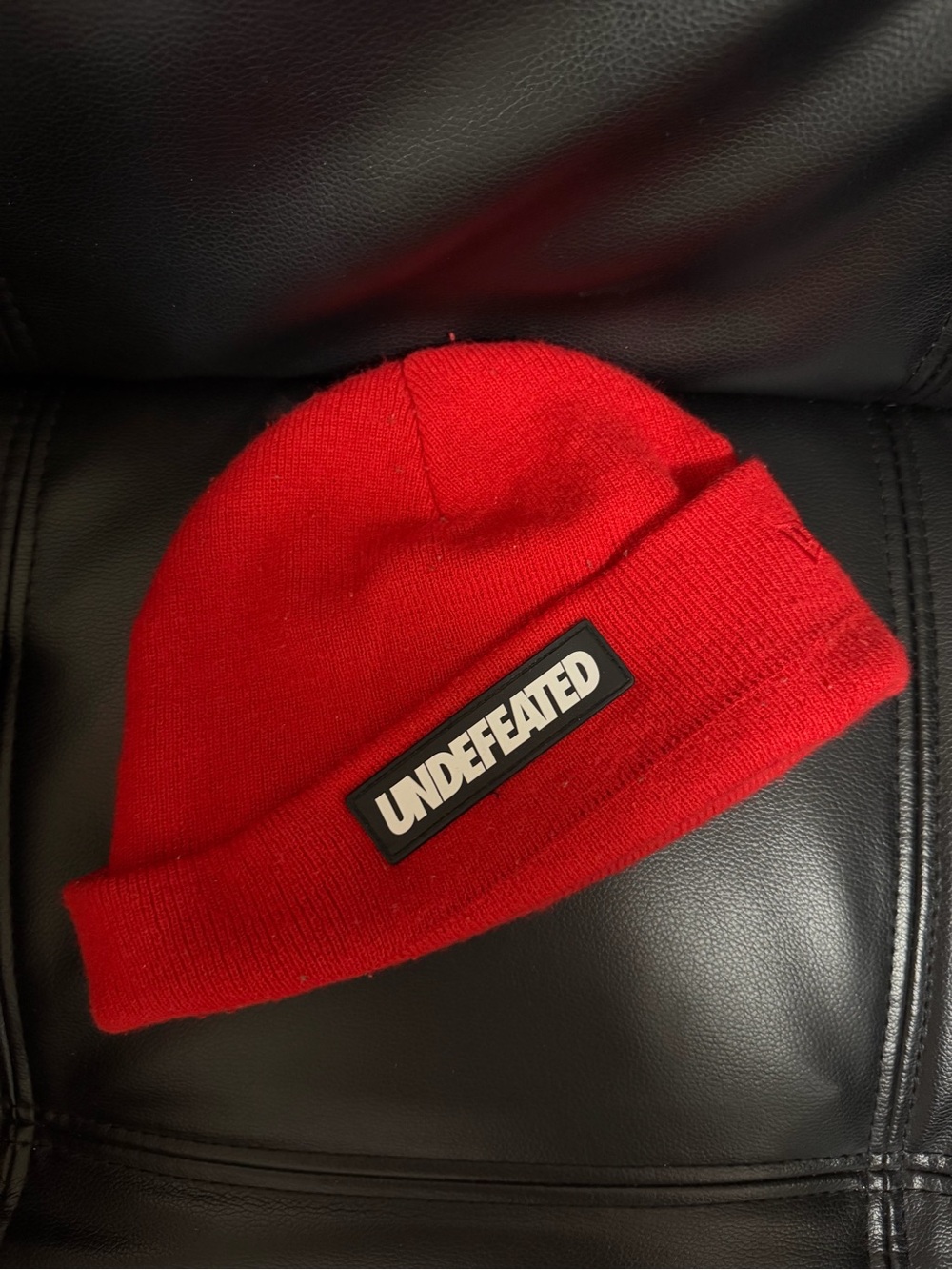 Undefeated Red Cuffed Knit Beanie